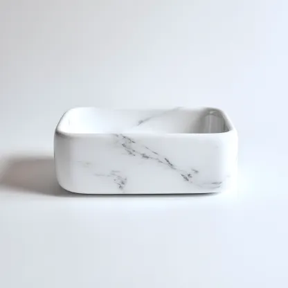 Lavabo - céramique - 48x36x13 cm - blanc marbré - style moderne-Placidla