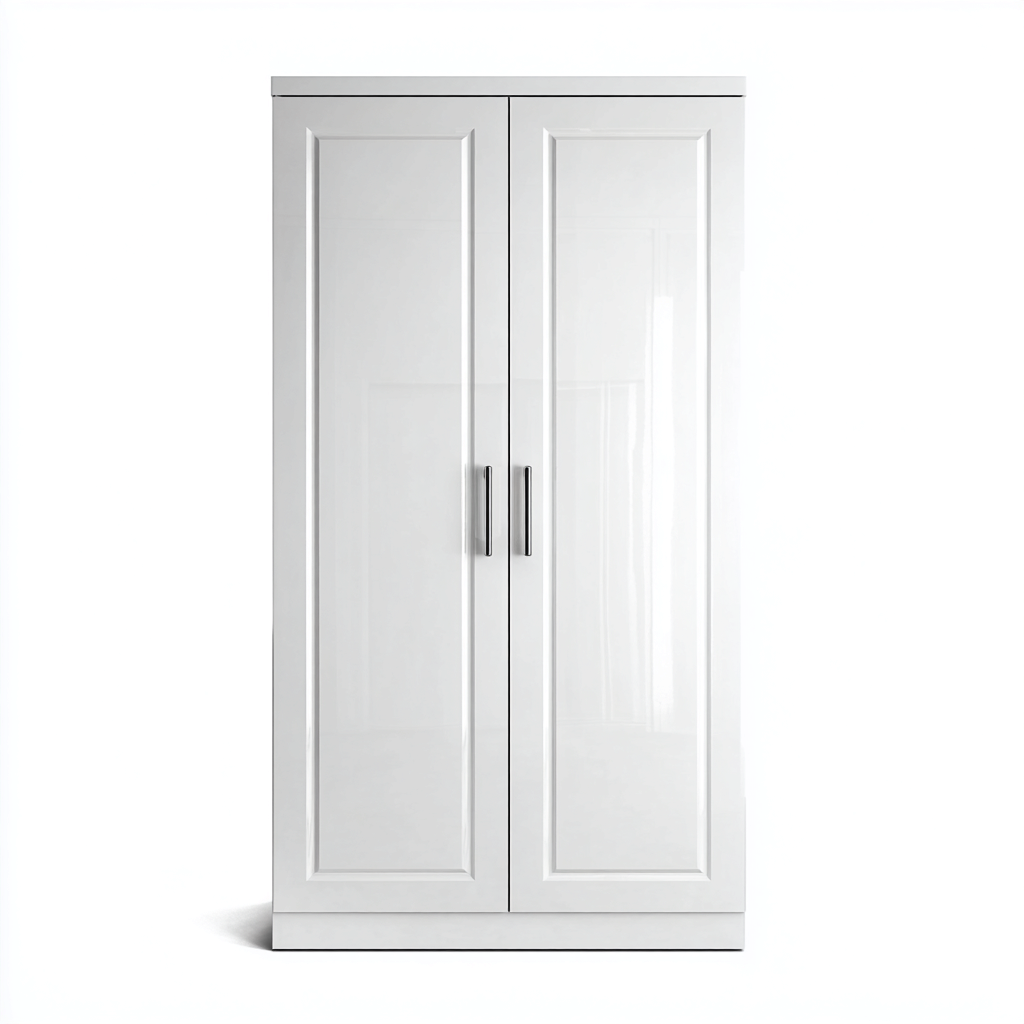 Armoire-Bois-Panneau blanc-124x59x203 cm-Blanc-Style moderne-Placidla