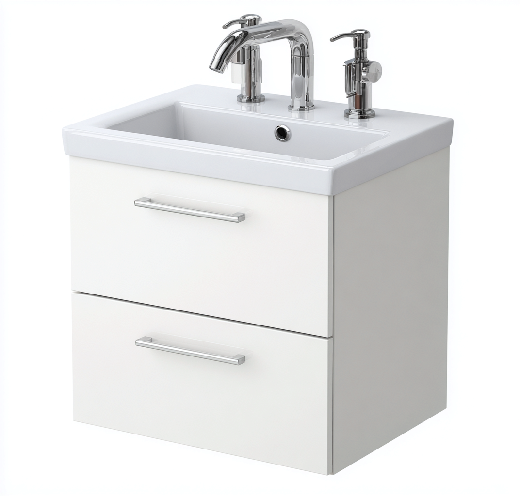 Meuble vasque-bois-céramique-52x40x78 cm-Blanc-Moderne-Placidla