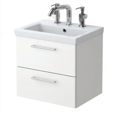 Meuble vasque-bois-céramique-52x40x78 cm-Blanc-Moderne-Placidla