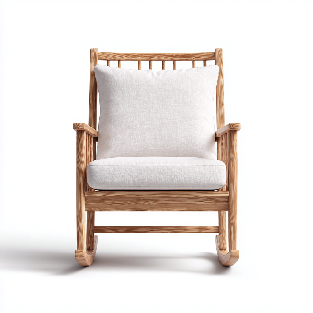 Fauteuil à bascule - tissu-bois - 80x70x102 cm - blanc - style naturel-Placidla