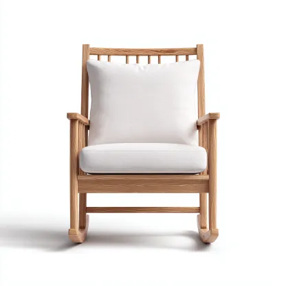 Fauteuil à bascule - tissu-bois - 80x70x102 cm - blanc - style naturel-Placidla