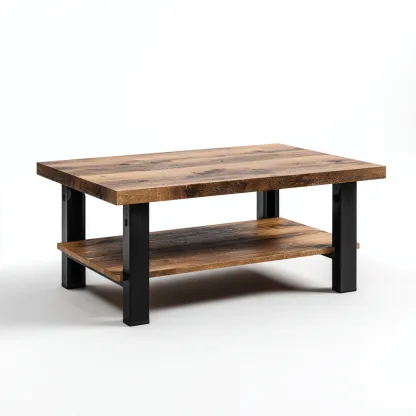 Table basse-bois-métal-108x58x44 cm-Brun-Noir-style industriel-Placidla