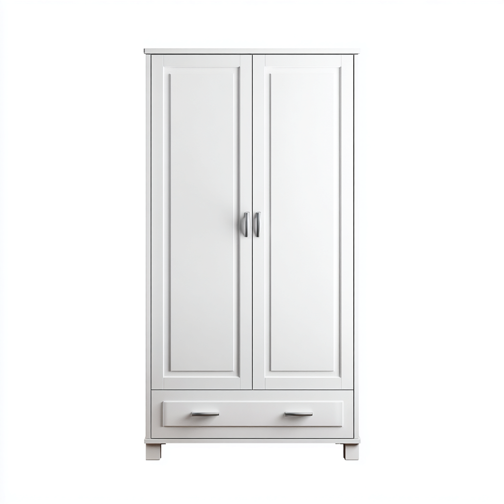 Armoire-Bois-Panneau blanc-120x58x190 cm-Blanc-Style classique-Placidla