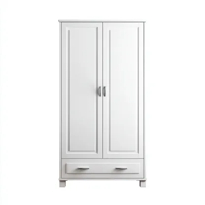 Armoire-Bois-Panneau blanc-120x58x190 cm-Blanc-Style classique-Placidla