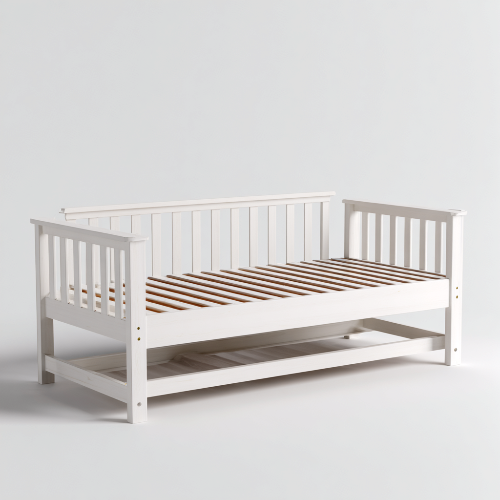 Canapé lit-Bois-205x96x88 cm-Blanc-Style classique-Placidla