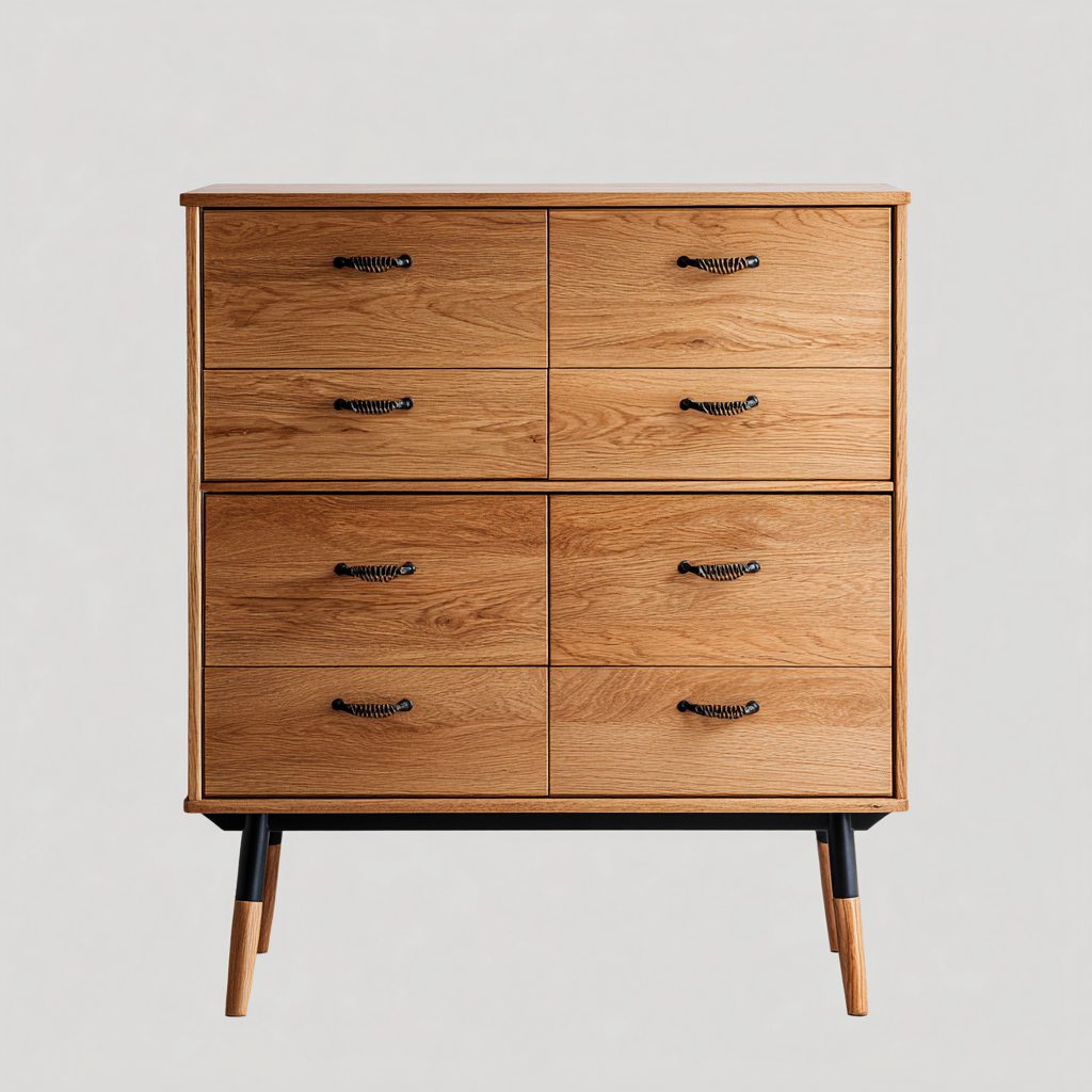 Commode - bois-métal - 92x44x96 cm - bois-noir - style moderne-Placidla