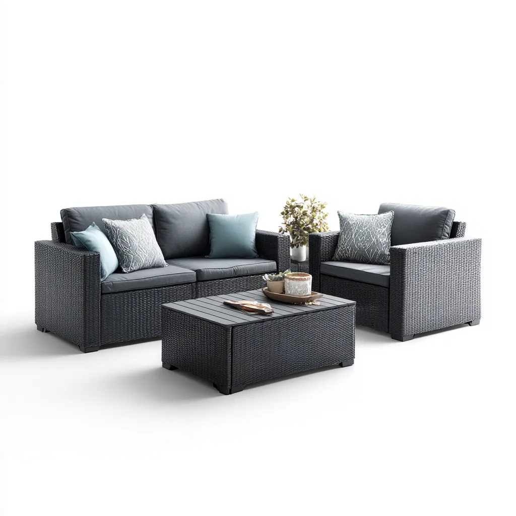 Canapé de jardin-rotin PE-210x75x80 cm-noir-style contemporain-Placidla