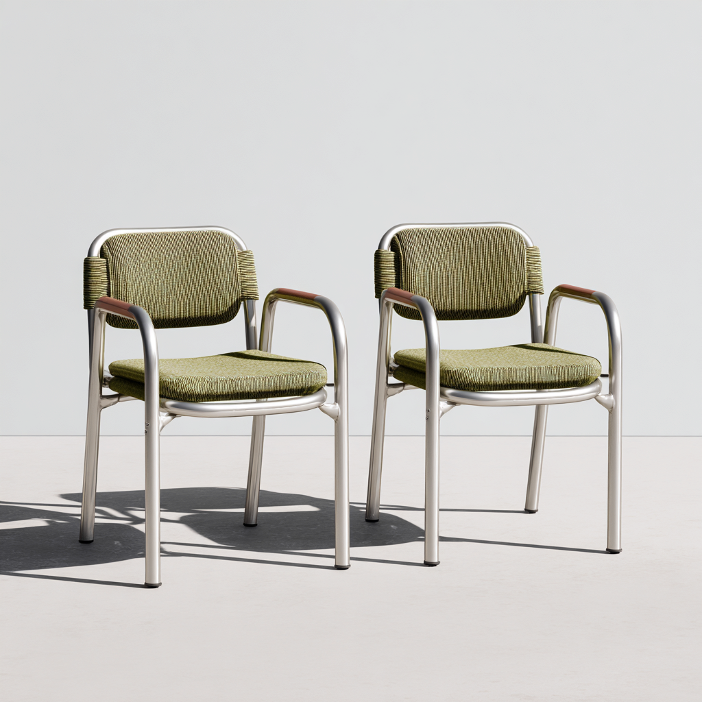 Chaise de jardin-métal-tissu-56x58x84 cm-vert-métal-moderne-Placidla