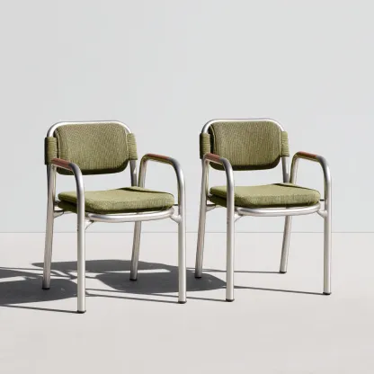 Chaise de jardin-métal-tissu-56x58x84 cm-vert-métal-moderne-Placidla