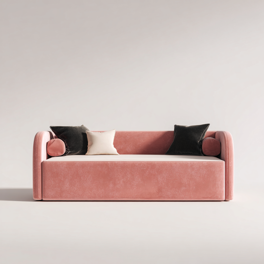 Canapé lit - velours - 200x90x78 cm - rose - design moderne-Placidla
