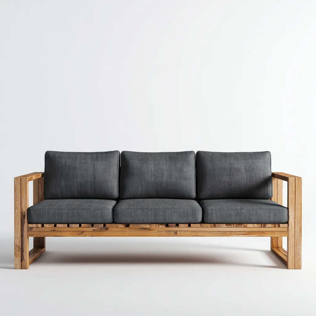 Canape de jardin-bois massif-tissu-192x84x86 cm-anthracite-naturel-style contemporain-Placidla