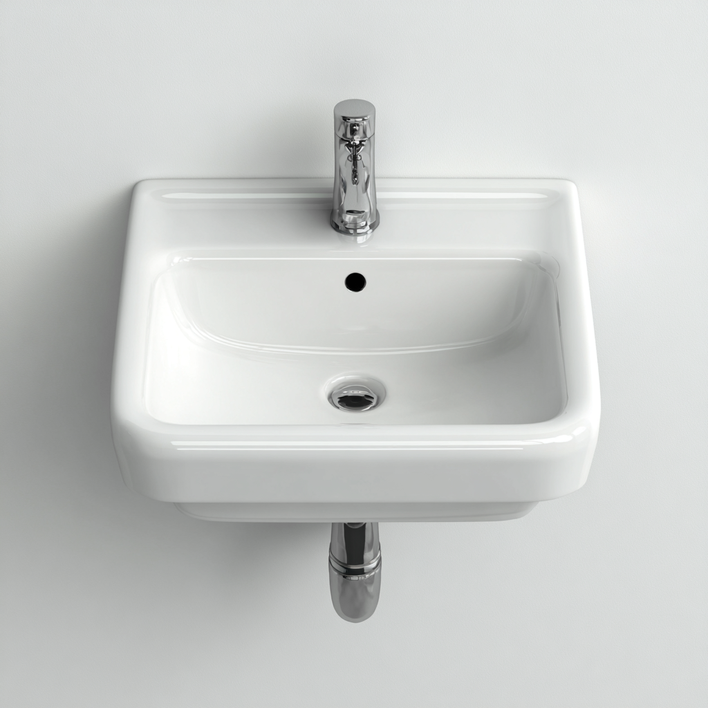 Lavabo - céramique - 48x41x18 cm - blanc - style moderne-Placidla