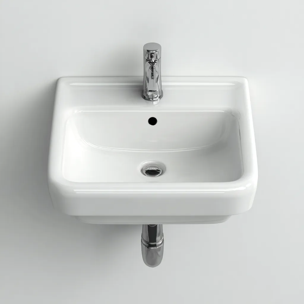 Lavabo - céramique - 48x41x18 cm - blanc - style moderne-Placidla
