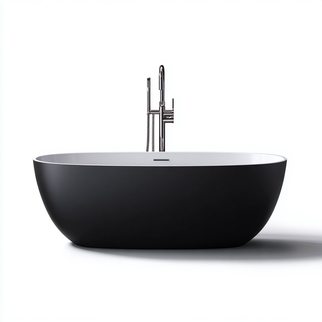 Baignoire-Acrylique-172x80x58 cm-Noir-Design moderne-Placidla