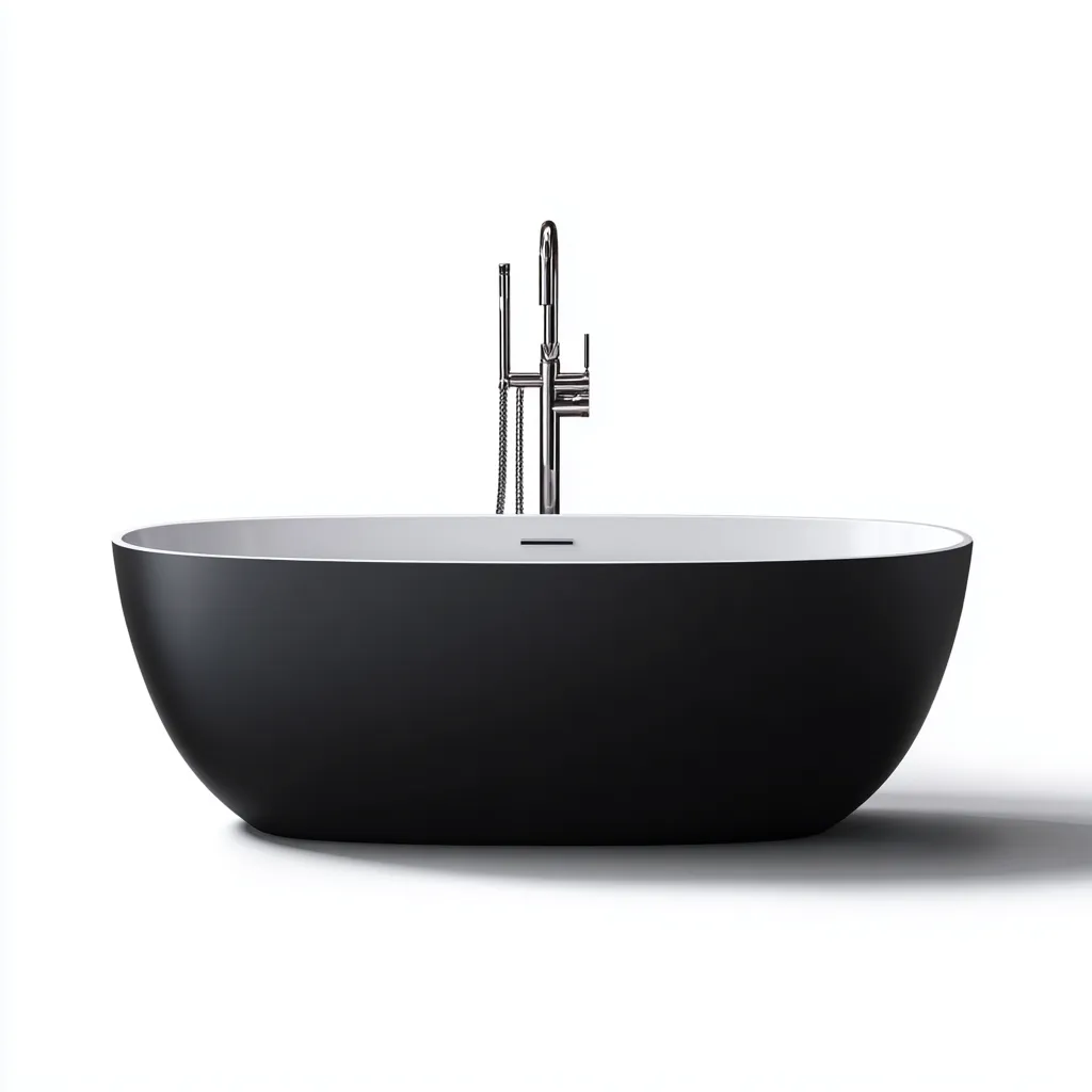 Baignoire-Acrylique-172x80x58 cm-Noir-Design moderne-Placidla