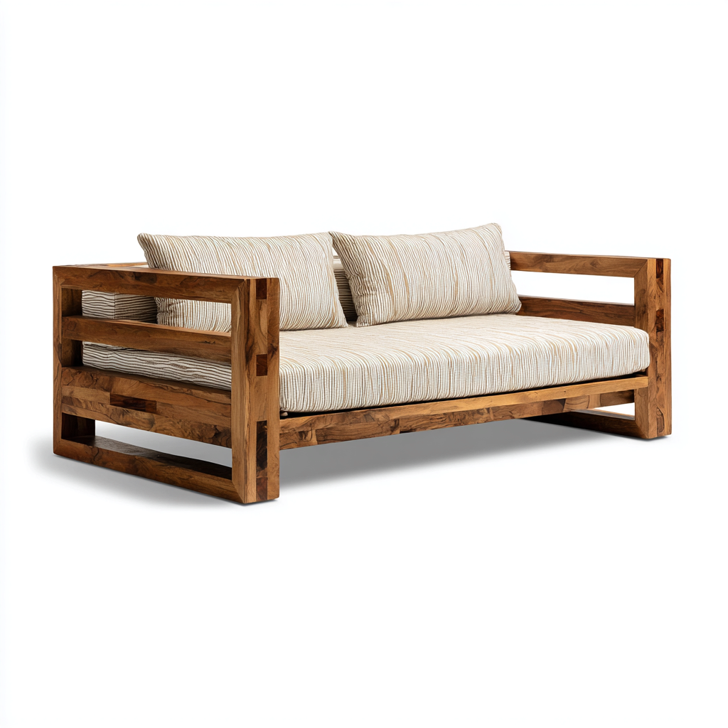 Canapé lit - bois massif - 210x95x85 cm - chêne miel - style naturel-Placidla