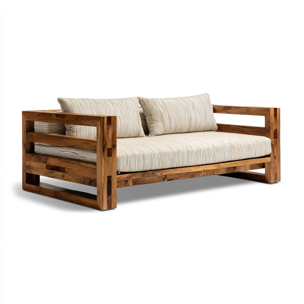 Canapé lit - bois massif - 210x95x85 cm - chêne miel - style naturel-Placidla