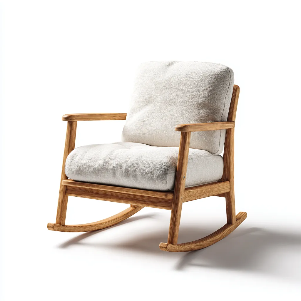 Fauteuil à bascule - tissu-bois - 82x72x100 cm - blanc - style naturel-Placidla