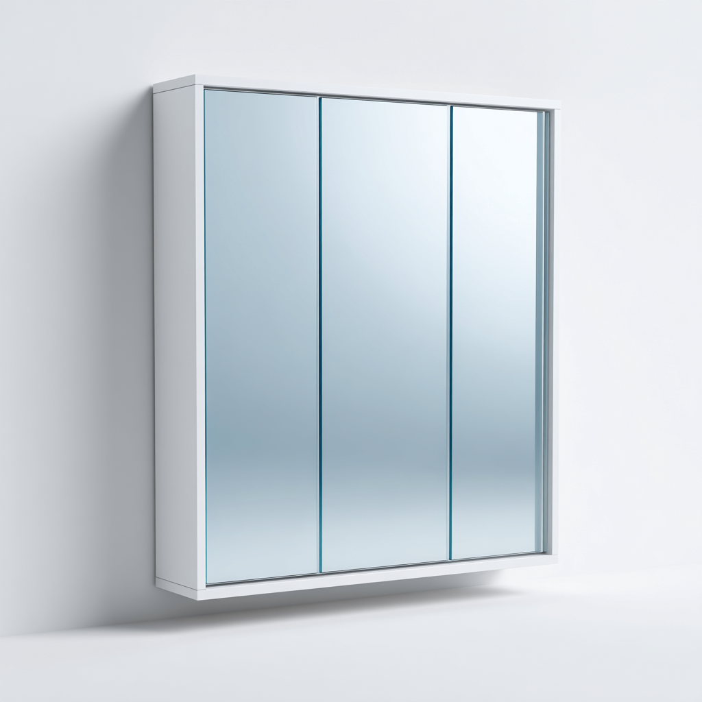 Rangement de salle de bain - métal-verre-bois MDF - 70x18x185 cm - blanc-bleu clair - style moderne-Placidla