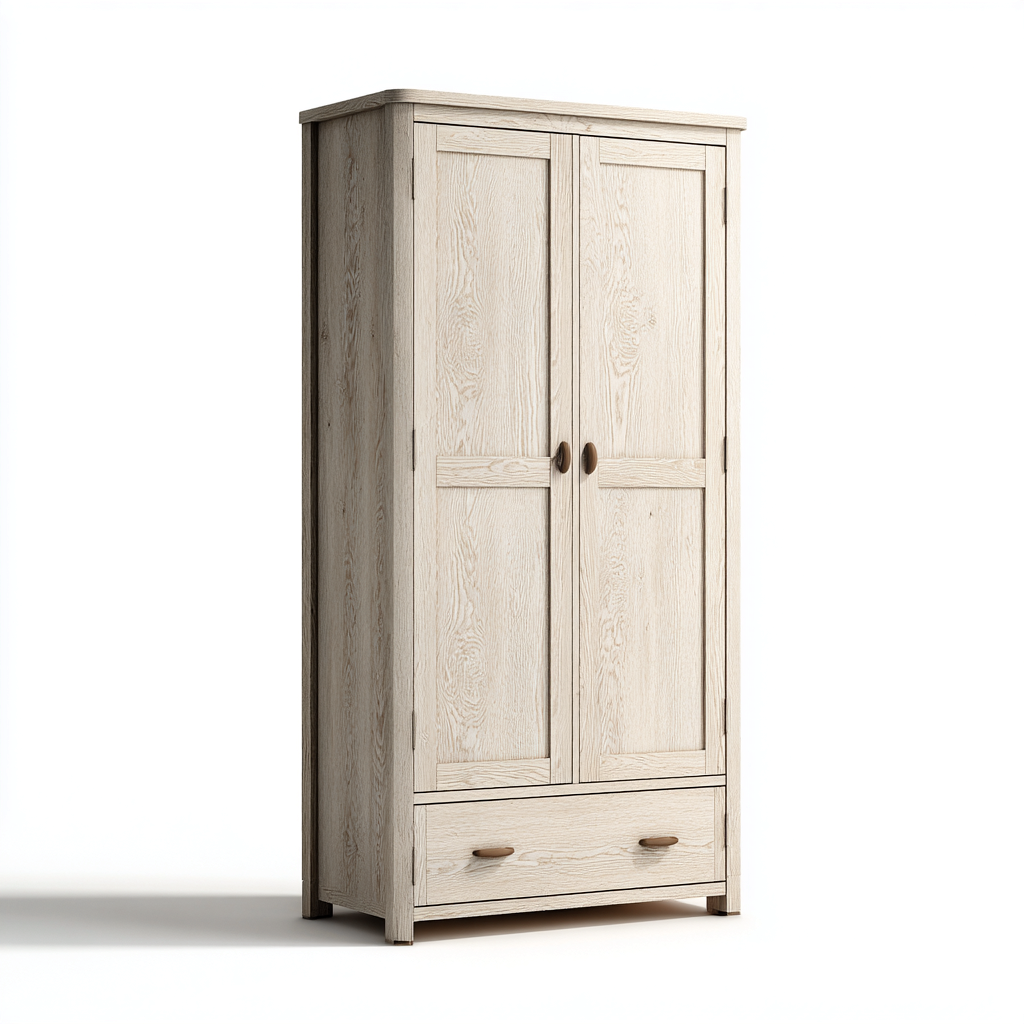 Armoire-Bois de chêne massif-120x58x195 cm-Chêne clair-Style contemporain-Placidla