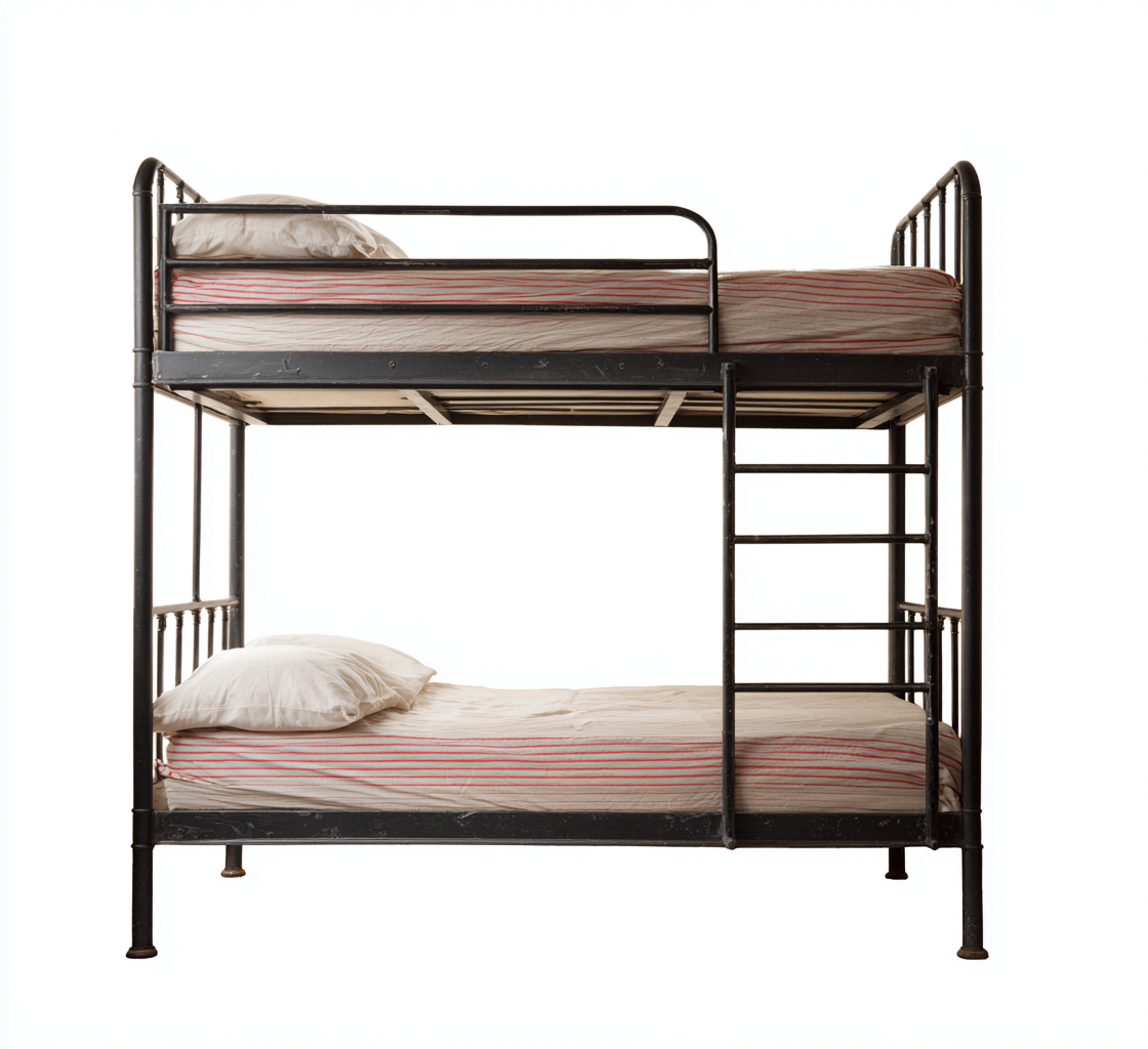 Lit superposé-acier-198x95x165 cm-noir-style industriel-Placidla