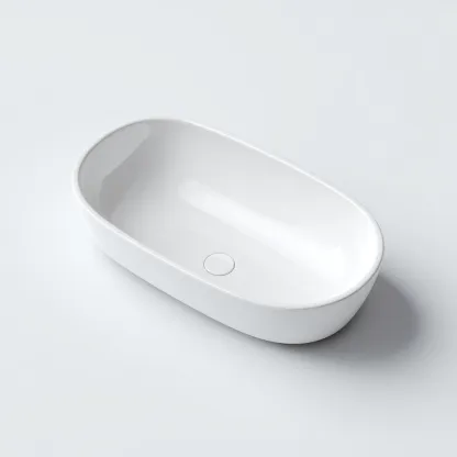 Lavabo - céramique - 56x34x14 cm - blanc - style moderne-Placidla