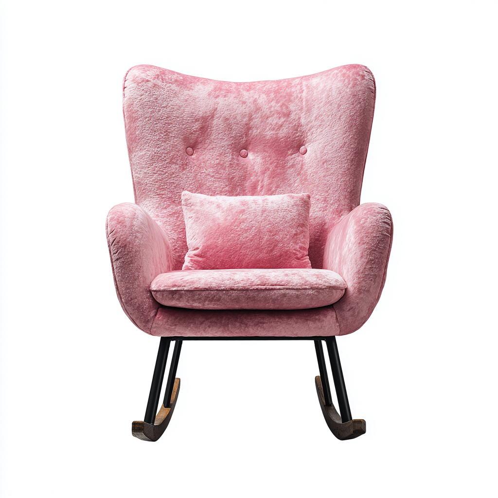 Fauteuil à bascule - velours-métal-bois - 78x72x102 cm - rose - style moderne-Placidla