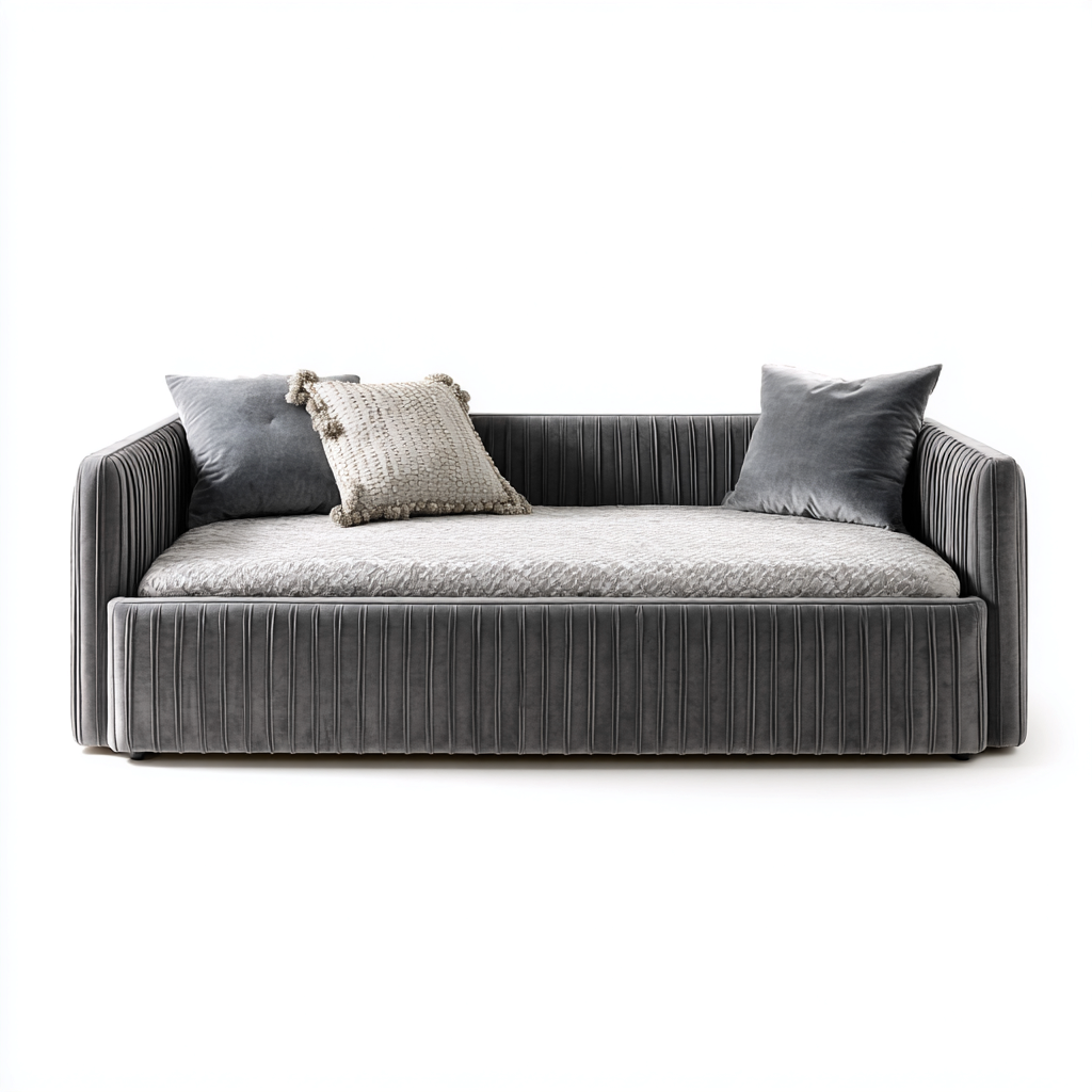 Canapé lit-Tissu-208x103x85 cm-Gris-Style moderne-Placidla