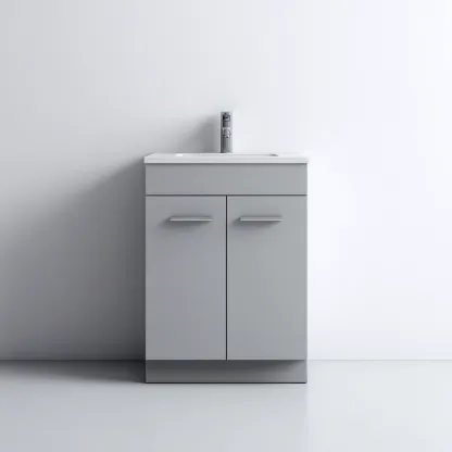 Meuble vasque-bois-céramique-62x42x86 cm-Gris-Moderne-Placidla