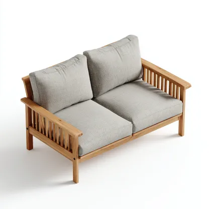 Canapé de jardin-teck-140x80x84 cm-gris clair-bois naturel-design moderne-Placidla