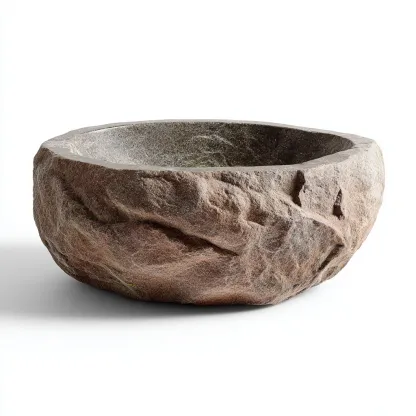 Lavabo - pierre - 42x41x17 cm - brun - style rustique-Placidla