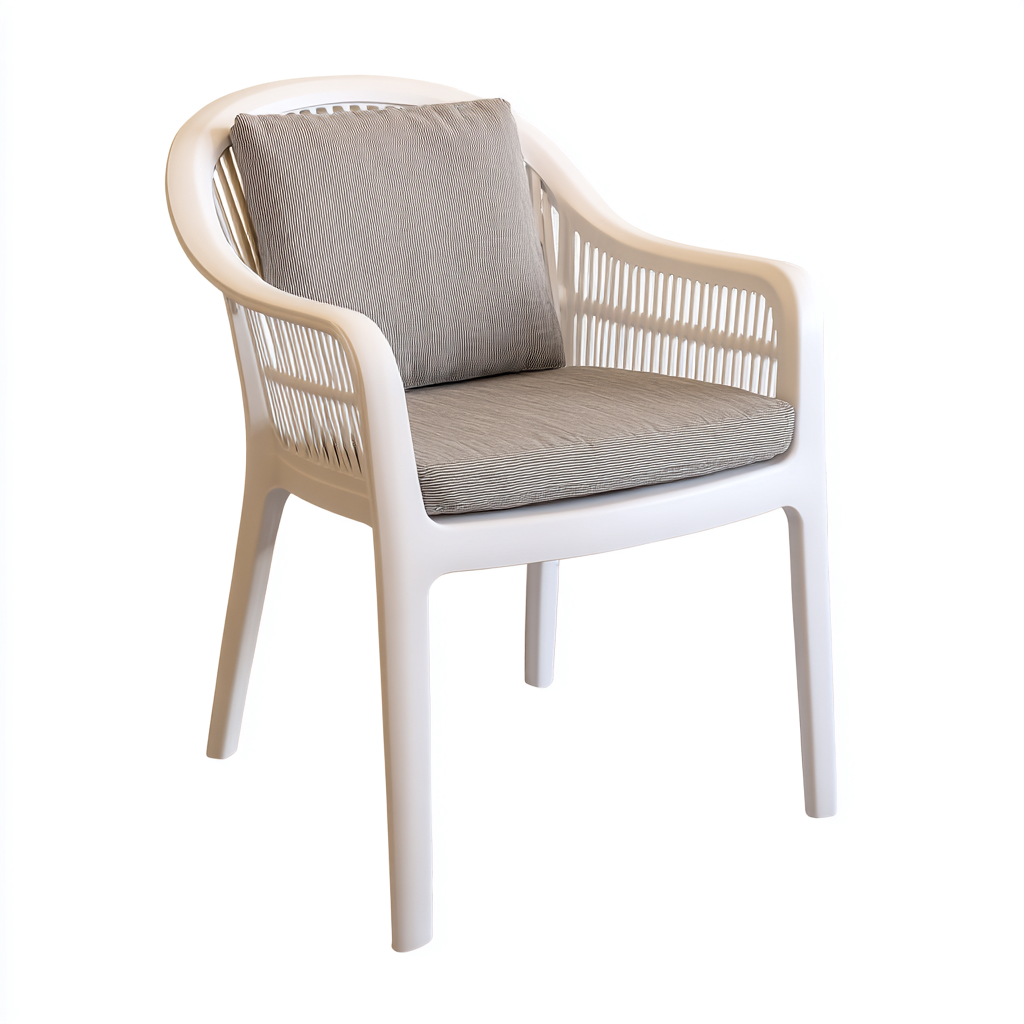 Chaise de jardin-plastique-tissu-56x58x83 cm-blanc-gris-moderne-Placidla