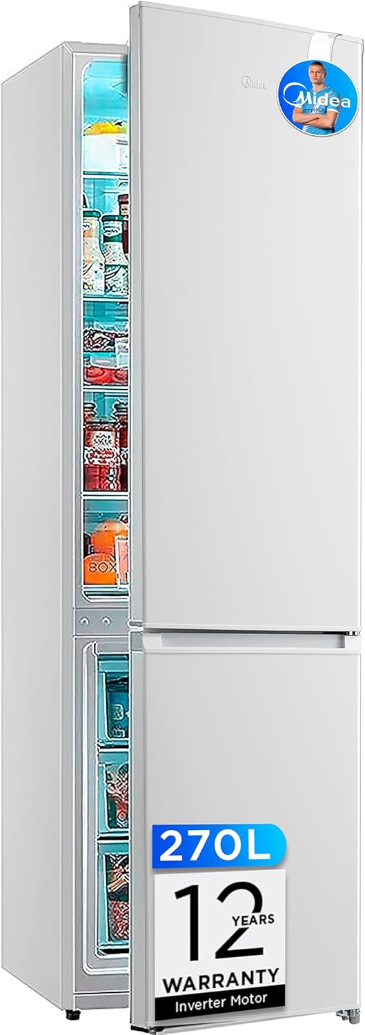 Midea Frigorífico Combi No Frost 55 cm ancho x 180 cm Blanco - Nevera libre instalación 199 L 71 L Congelador - Refrigerador de bajo consumo con congelador vertical - Color Blanco-Sereneano