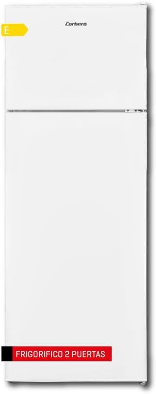 Corberó - Frigorífico 2 Puertas - CF2PV21324W - 57x54x145 - Capacidad 212L - Luz Interior, Crisper, Balcones Ajustables, Descongelación Manual, Estantes de Cristal, Huevera, Cubiteras - Blanco-Sereneano