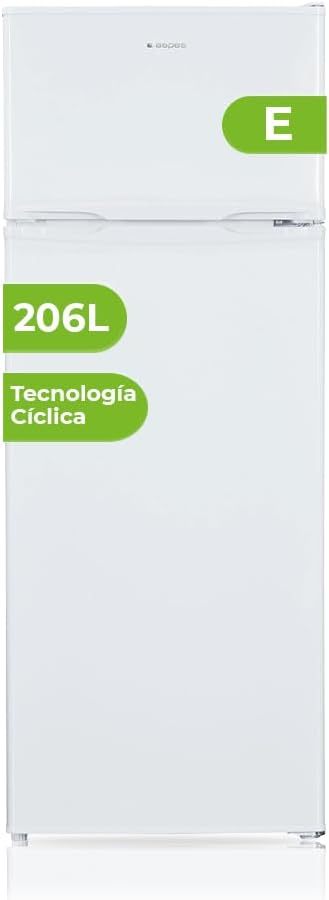 Aspes Frigorífico 2 Puertas Blanco AF145503E. Capacidad 206 Litros, Puerta Reversible, Bajo Nivel Sonoro, Eficiencia Energética Clase E-Sereneano
