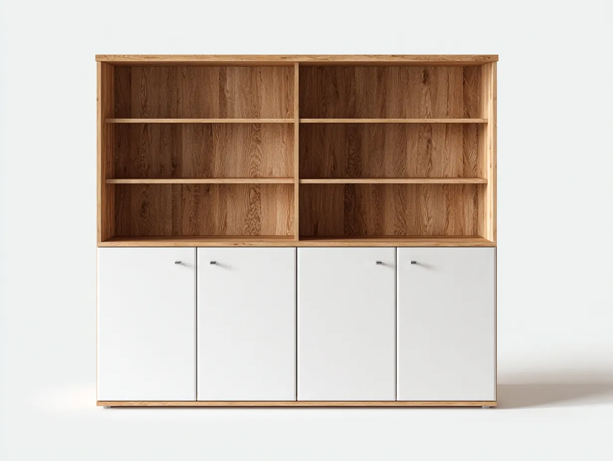 Vitrina 120x35x150 cm - roble/blanco - apta para salón - diseño moderno