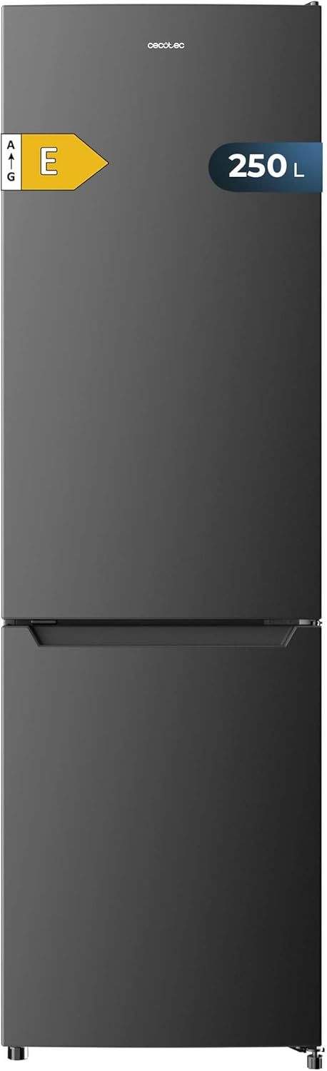 Cecotec Frigorífico Combi Bolero CoolMarket Combi 250 Dark E. Clase Energética E Frigorífico Combi Inox Oscuro 180X55Cm, 250L, No Frost, Multi Air Flow Y Cajón Humidity Box-Sereneano