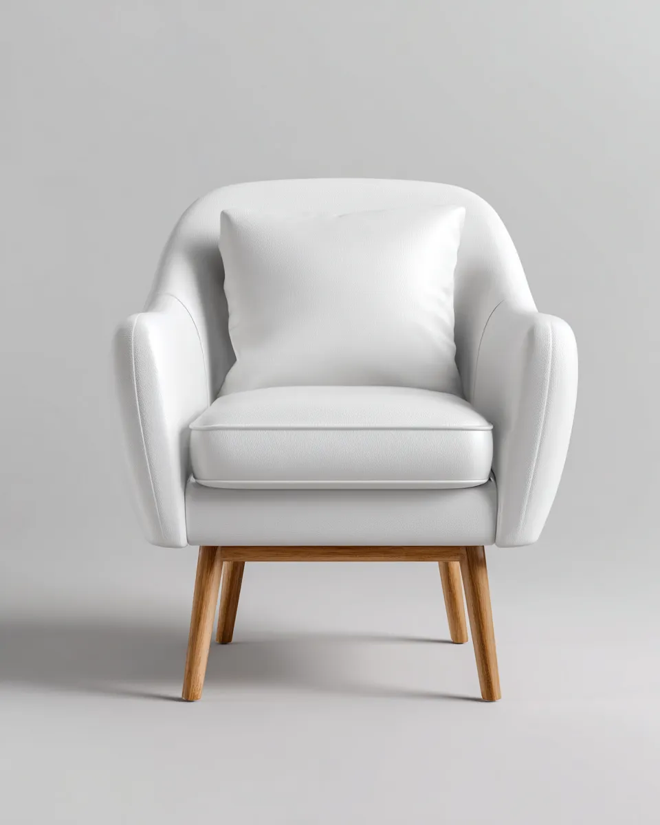 Sillón de cuero auténtico 85x90x95 cm - blanco - apto para salón - diseño moderno