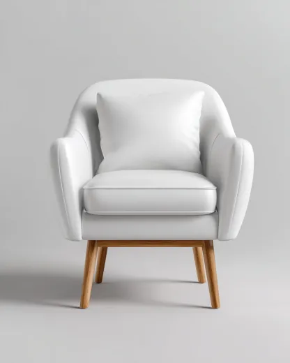 Sillón de cuero auténtico 85x90x95 cm - blanco - apto para salón - diseño moderno
