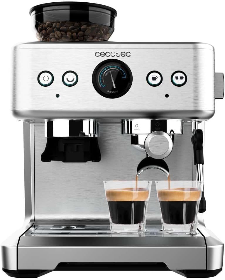 Cecotec Cafetera Express Barista Power Espresso 20 Barista. 2250W, 20 Bares, Manometro y 2 Thermoblocks, Depósito de Café en Grano, Molinillo con 20 Niveles, Vaporizador-Sereneano