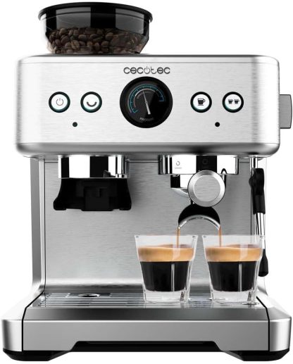 Cecotec Cafetera Express Barista Power Espresso 20 Barista. 2250W, 20 Bares, Manometro y 2 Thermoblocks, Depósito de Café en Grano, Molinillo con 20 Niveles, Vaporizador-Sereneano
