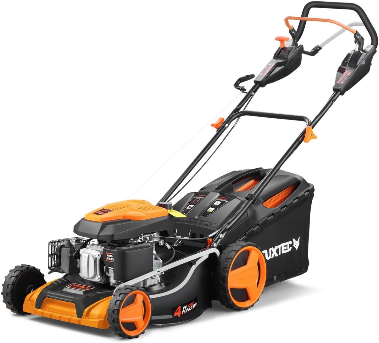 FUXTEC FX-RM5170PRO cortacésped Gasolina 4en1, 170 cm3 4 CV, 51 cm Ancho, Altura Ajustable, autopropulsado con Velocidad Variable, Bolsa 60 L, Mulching y Descarga Lateral.-Sereneano