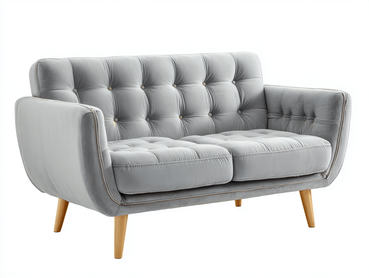 Sofá 2 plazas terciopelo 155x85x88 cm - gris claro - para salón - diseño moderno