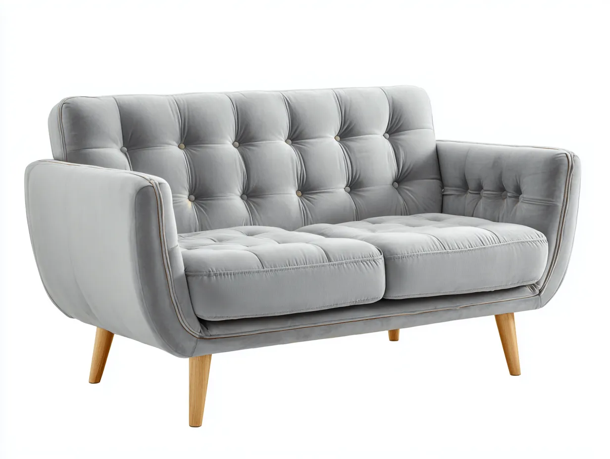 Sofá 2 plazas terciopelo 155x85x88 cm - gris claro - para salón - diseño moderno