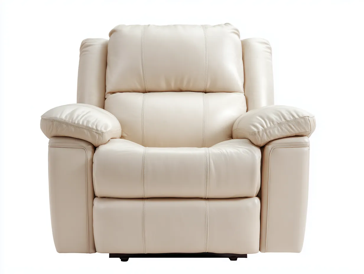 Sillón de cuero auténtico 95x110x100 cm - beige - apto para salón - diseño contemporáneo