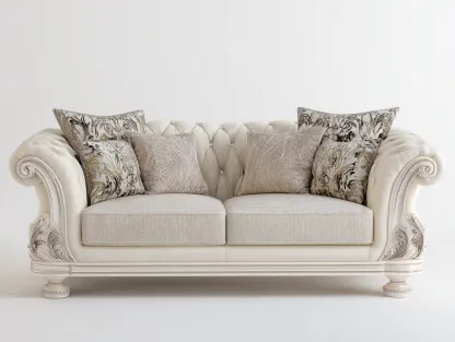 Sofá 2 plazas piel sintética 165x95x92 cm - crema - para salón - estilo clásico