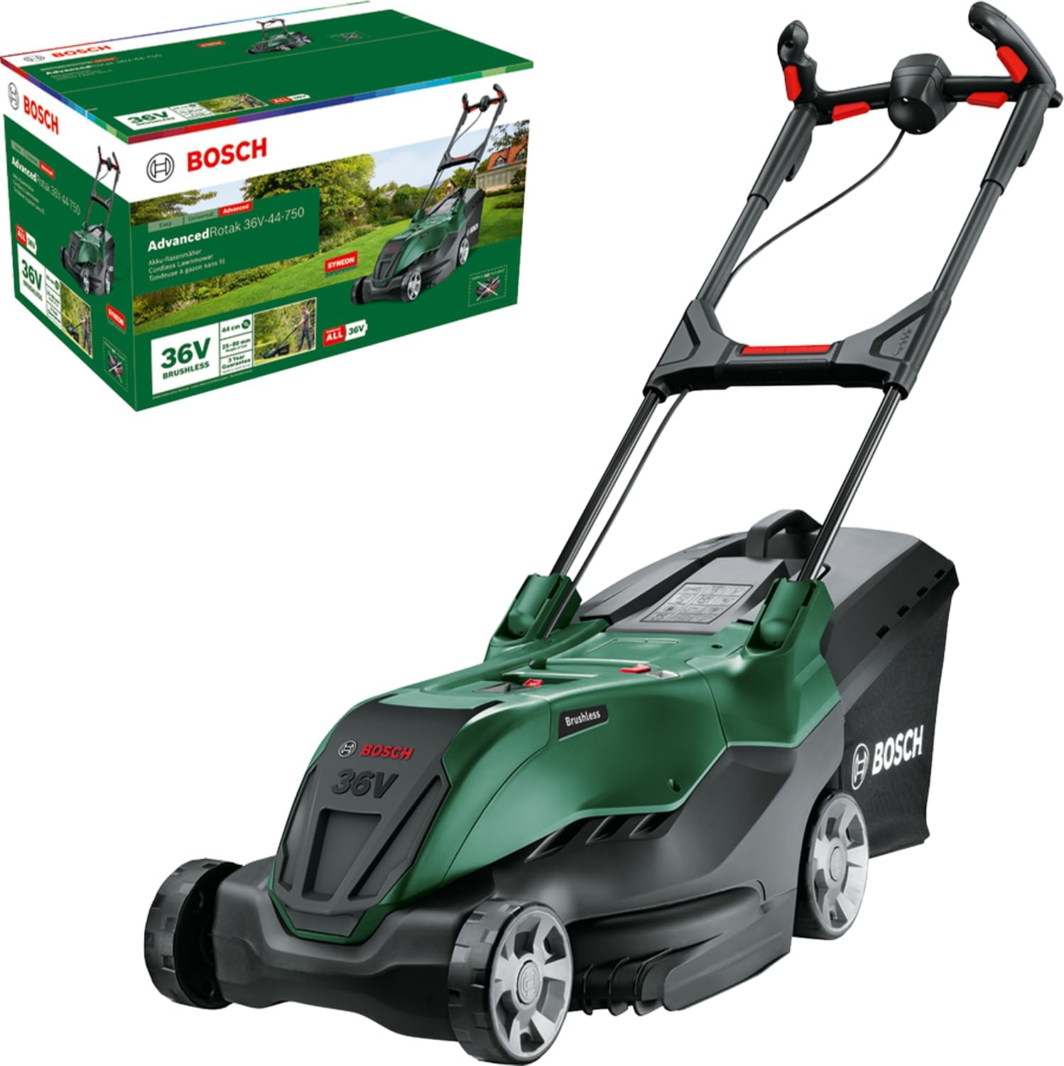 Bosch cortacésped de óptima potencia a batería AdvancedRotak 36V-44-750 para cortar el césped sistema de 36 voltios ancho de corte 44 cm sin batería-Sereneano