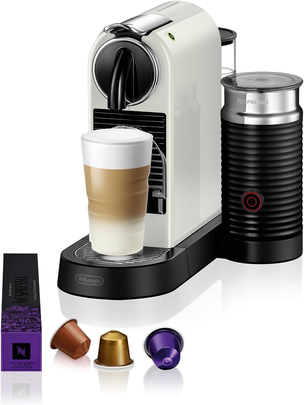 DeLonghi Nespresso Citiz EN267.WAE Cafetera con cápsulas, sistema de extracción especial, 1710 W, 1 L, plástico, Blanco-Sereneano