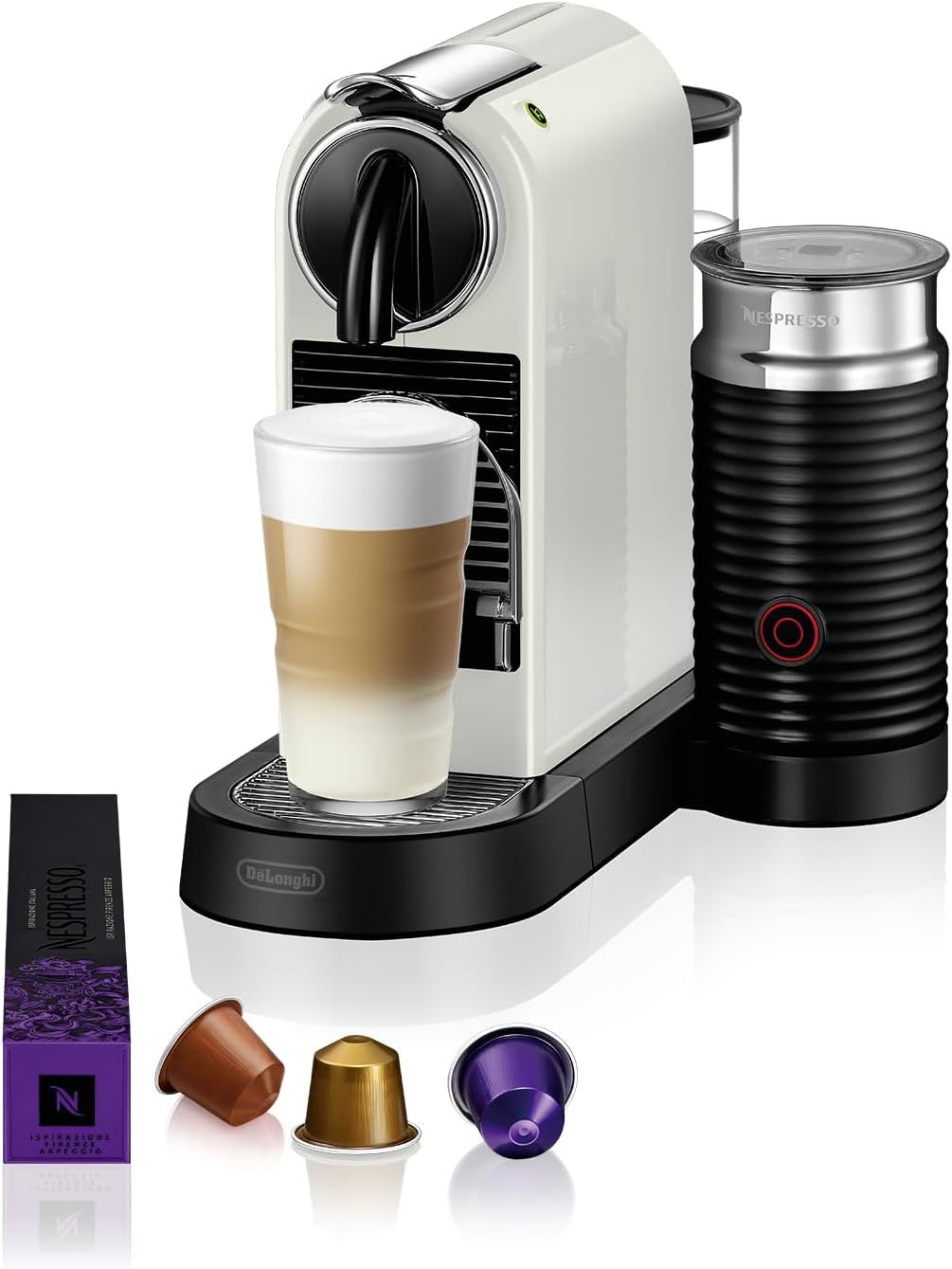 DeLonghi Nespresso Citiz EN267.WAE Cafetera con cápsulas, sistema de extracción especial, 1710 W, 1 L, plástico, Blanco-Sereneano